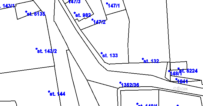 Parcela st. 133 v KÚ Blansko, Katastrální mapa