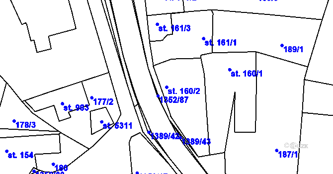 Parcela st. 160/2 v KÚ Blansko, Katastrální mapa