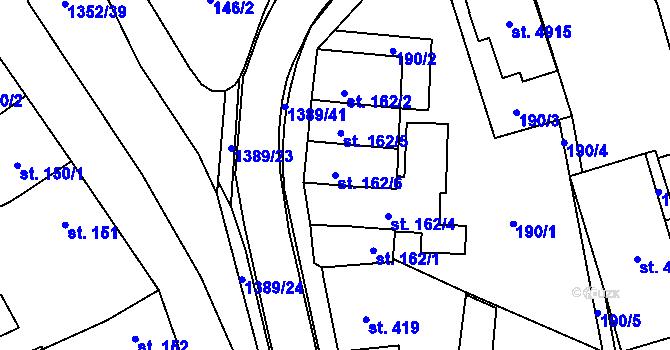 Parcela st. 162/6 v KÚ Blansko, Katastrální mapa