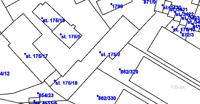 Parcela st. 175/2 v KÚ Blansko, Katastrální mapa