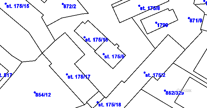 Parcela st. 175/5 v KÚ Blansko, Katastrální mapa