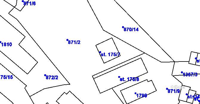 Parcela st. 175/7 v KÚ Blansko, Katastrální mapa