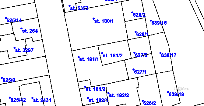 Parcela st. 181/2 v KÚ Blansko, Katastrální mapa