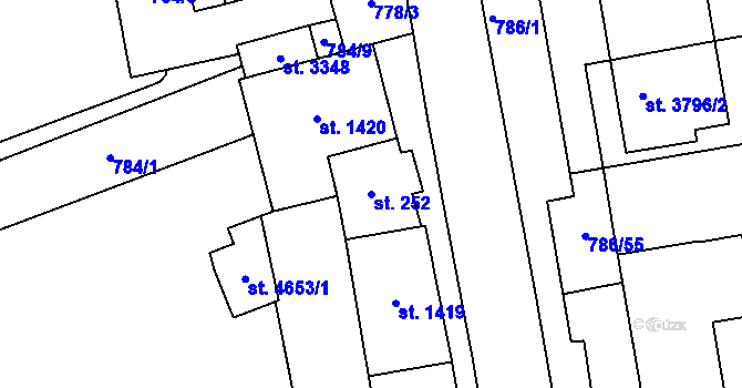 Parcela st. 252 v KÚ Blansko, Katastrální mapa