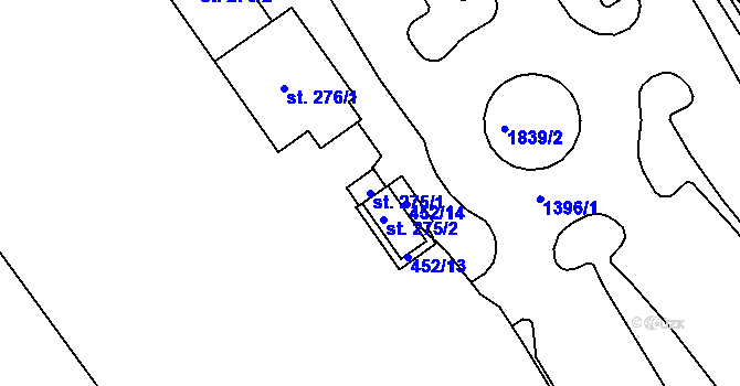 Parcela st. 275/1 v KÚ Blansko, Katastrální mapa