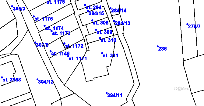Parcela st. 311 v KÚ Blansko, Katastrální mapa