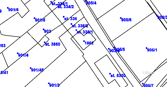 Parcela st. 337 v KÚ Blansko, Katastrální mapa