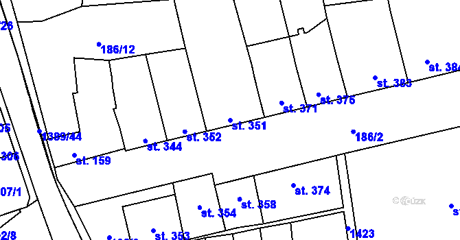Parcela st. 351 v KÚ Blansko, Katastrální mapa