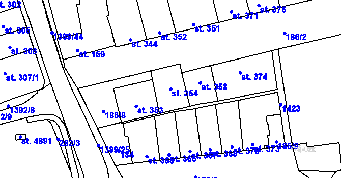 Parcela st. 354 v KÚ Blansko, Katastrální mapa