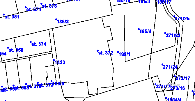 Parcela st. 372 v KÚ Blansko, Katastrální mapa