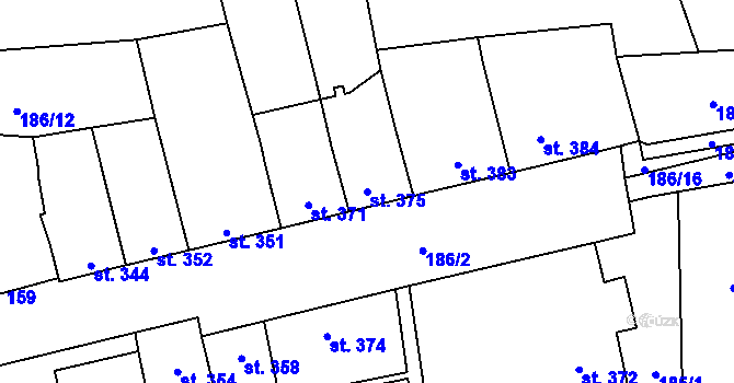 Parcela st. 375 v KÚ Blansko, Katastrální mapa