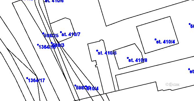 Parcela st. 410/5 v KÚ Blansko, Katastrální mapa