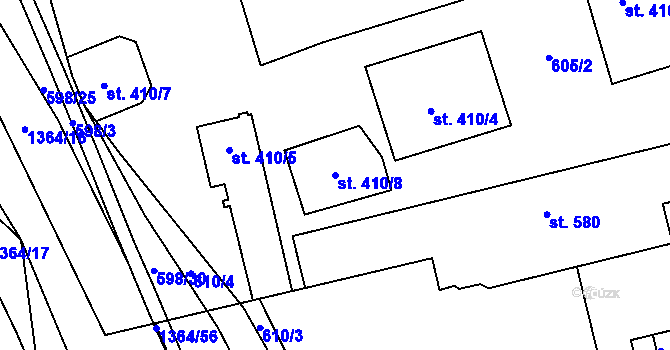Parcela st. 410/8 v KÚ Blansko, Katastrální mapa
