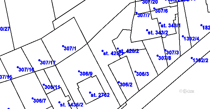 Parcela st. 425/1 v KÚ Blansko, Katastrální mapa