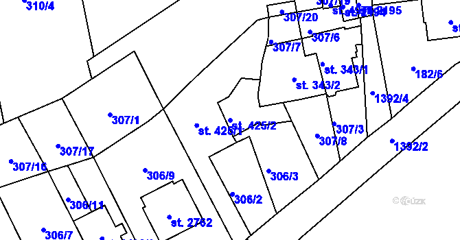 Parcela st. 425/2 v KÚ Blansko, Katastrální mapa
