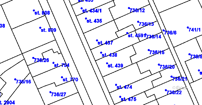 Parcela st. 438 v KÚ Blansko, Katastrální mapa