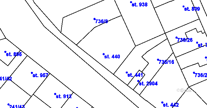 Parcela st. 440 v KÚ Blansko, Katastrální mapa
