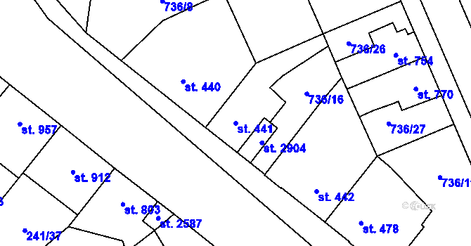 Parcela st. 441 v KÚ Blansko, Katastrální mapa