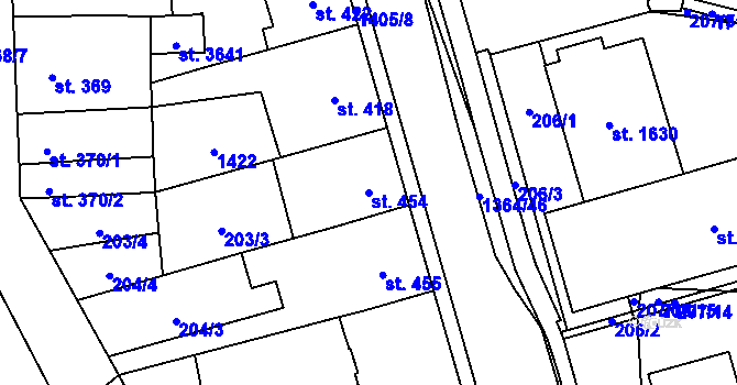 Parcela st. 454 v KÚ Blansko, Katastrální mapa