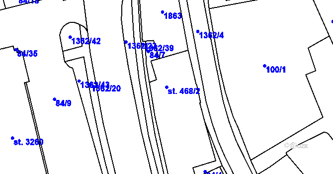 Parcela st. 468/2 v KÚ Blansko, Katastrální mapa