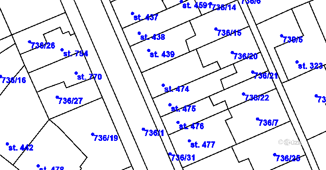 Parcela st. 474 v KÚ Blansko, Katastrální mapa