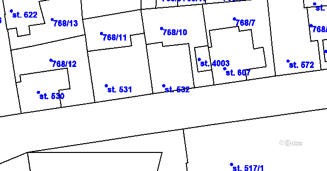 Parcela st. 532 v KÚ Blansko, Katastrální mapa