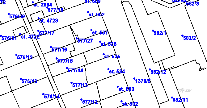 Parcela st. 535 v KÚ Blansko, Katastrální mapa