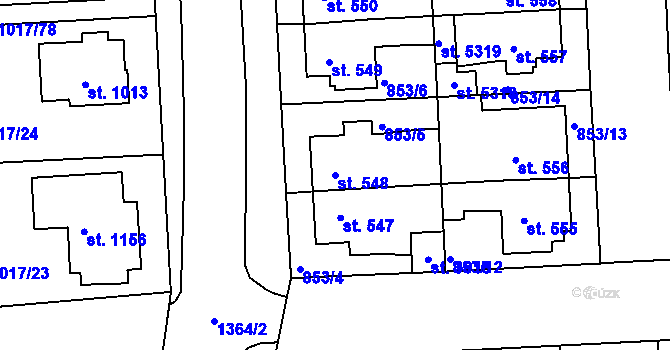 Parcela st. 548 v KÚ Blansko, Katastrální mapa