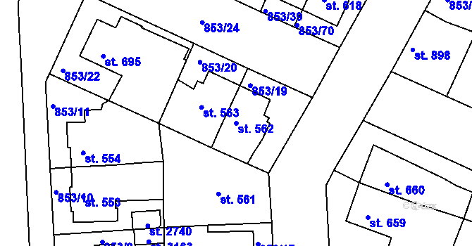 Parcela st. 562 v KÚ Blansko, Katastrální mapa