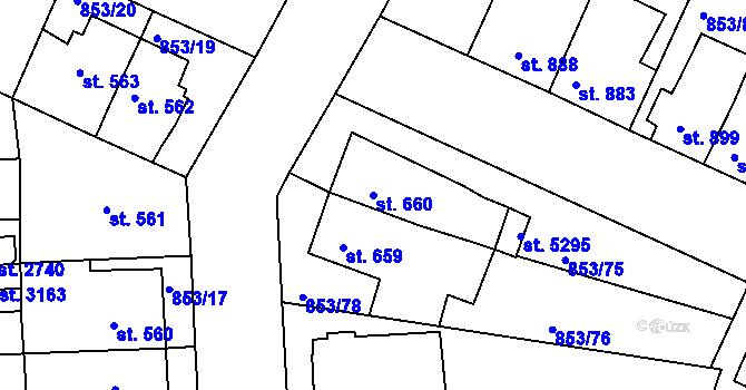 Parcela st. 660 v KÚ Blansko, Katastrální mapa