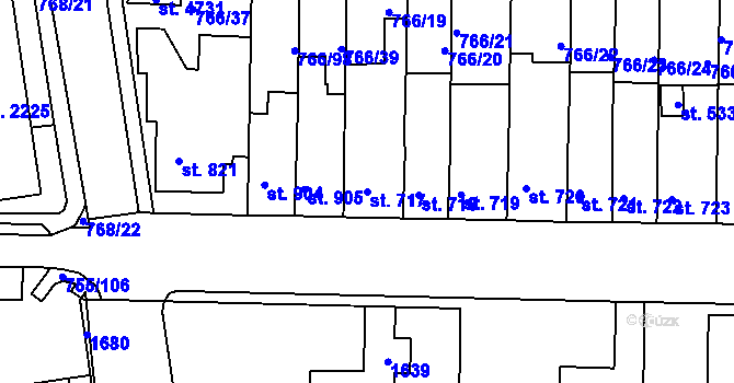 Parcela st. 717 v KÚ Blansko, Katastrální mapa