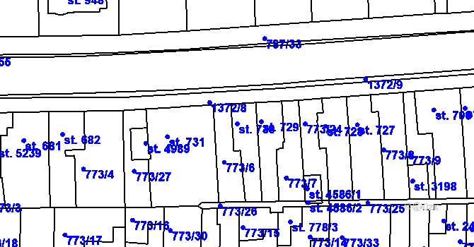 Parcela st. 730 v KÚ Blansko, Katastrální mapa