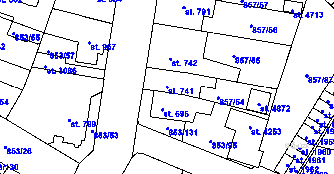 Parcela st. 741 v KÚ Blansko, Katastrální mapa