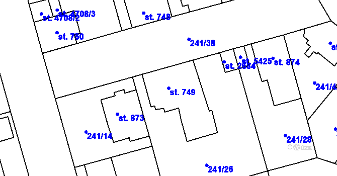Parcela st. 749 v KÚ Blansko, Katastrální mapa