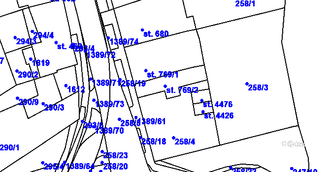 Parcela st. 769/2 v KÚ Blansko, Katastrální mapa