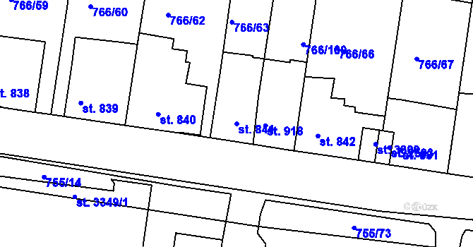 Parcela st. 841 v KÚ Blansko, Katastrální mapa