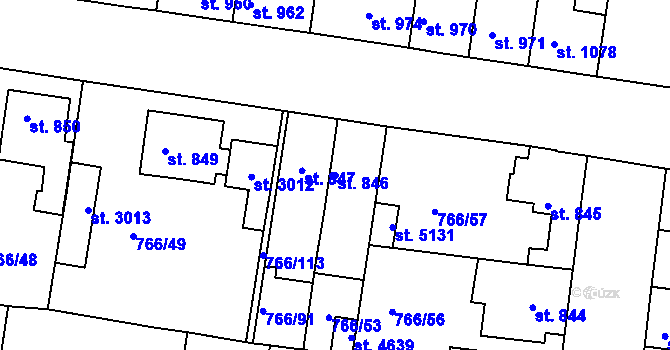 Parcela st. 846 v KÚ Blansko, Katastrální mapa