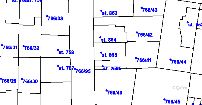 Parcela st. 855 v KÚ Blansko, Katastrální mapa