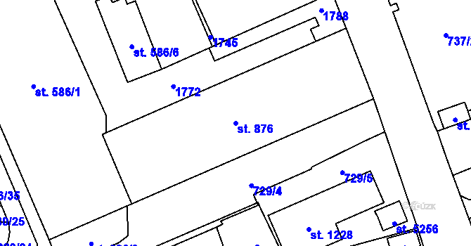Parcela st. 876 v KÚ Blansko, Katastrální mapa