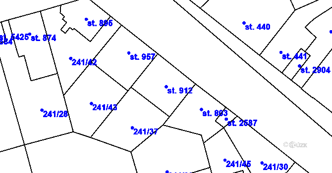 Parcela st. 912 v KÚ Blansko, Katastrální mapa