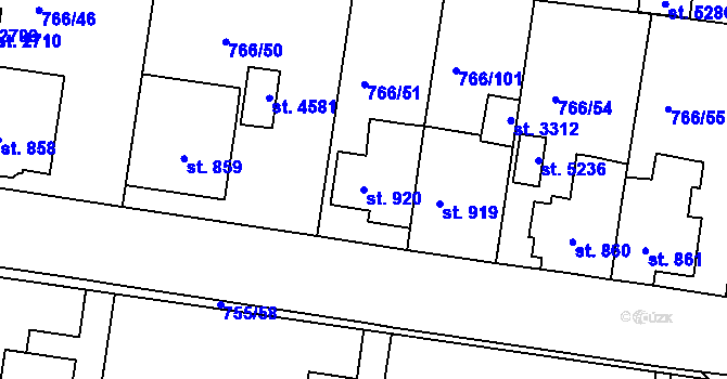 Parcela st. 920 v KÚ Blansko, Katastrální mapa