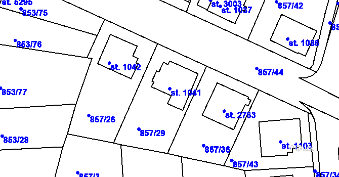 Parcela st. 1041 v KÚ Blansko, Katastrální mapa