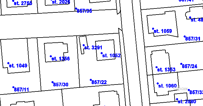 Parcela st. 1052 v KÚ Blansko, Katastrální mapa