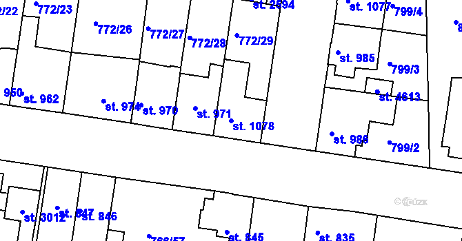 Parcela st. 1078 v KÚ Blansko, Katastrální mapa