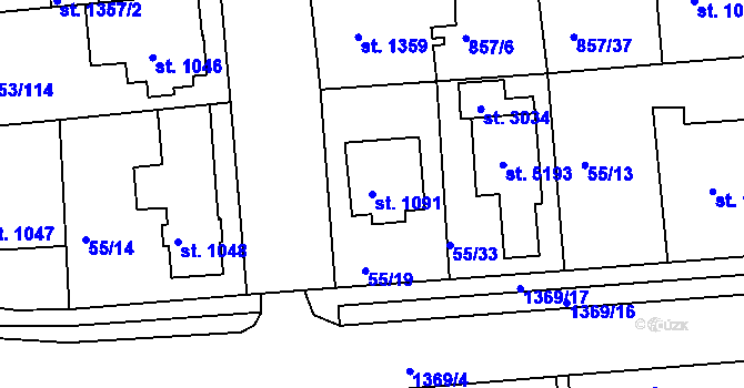 Parcela st. 1091 v KÚ Blansko, Katastrální mapa