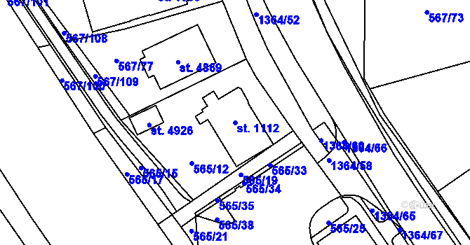 Parcela st. 1112 v KÚ Blansko, Katastrální mapa