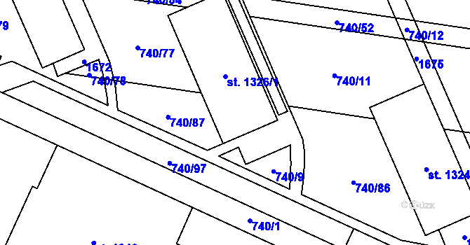 Parcela st. 1326/3 v KÚ Blansko, Katastrální mapa