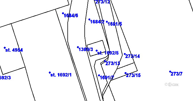 Parcela st. 1692/5 v KÚ Blansko, Katastrální mapa