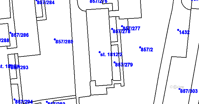 Parcela st. 1812/2 v KÚ Blansko, Katastrální mapa