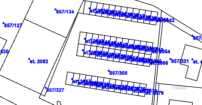 Parcela st. 2058 v KÚ Blansko, Katastrální mapa